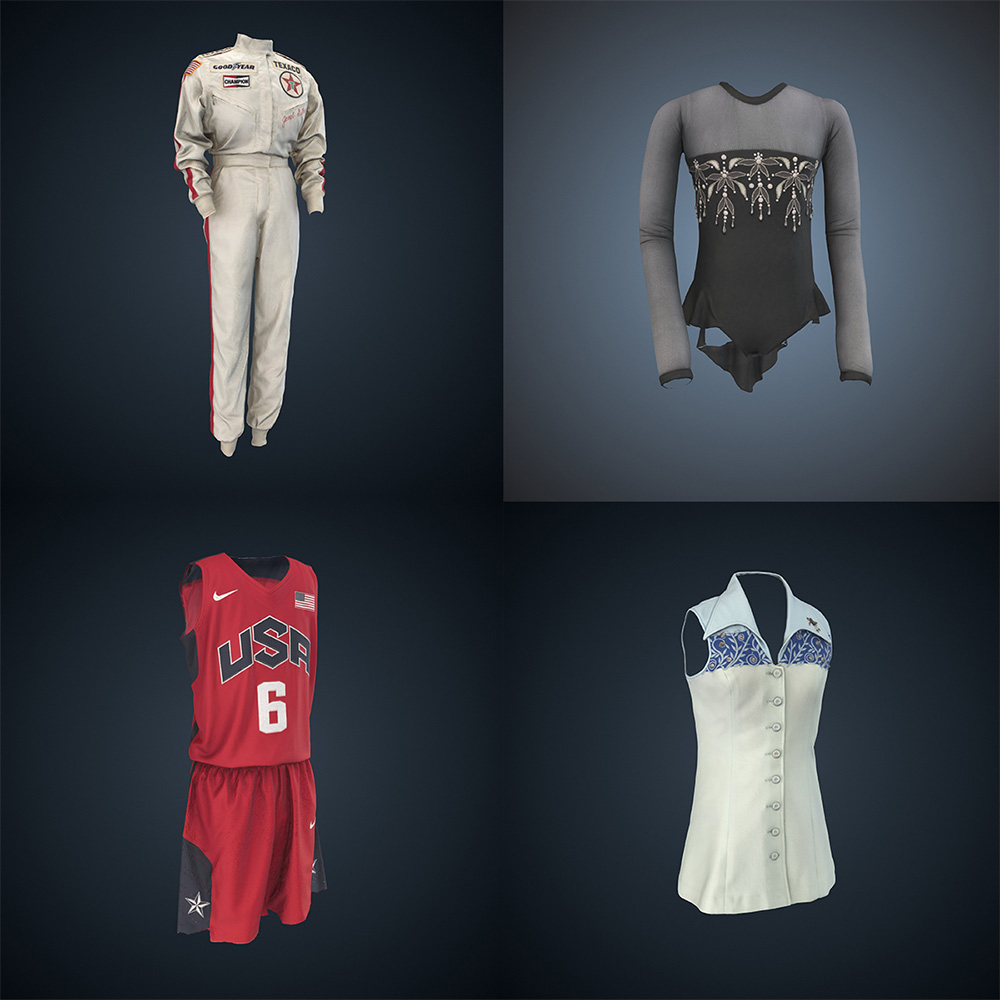 grid of 4 women's sports garments